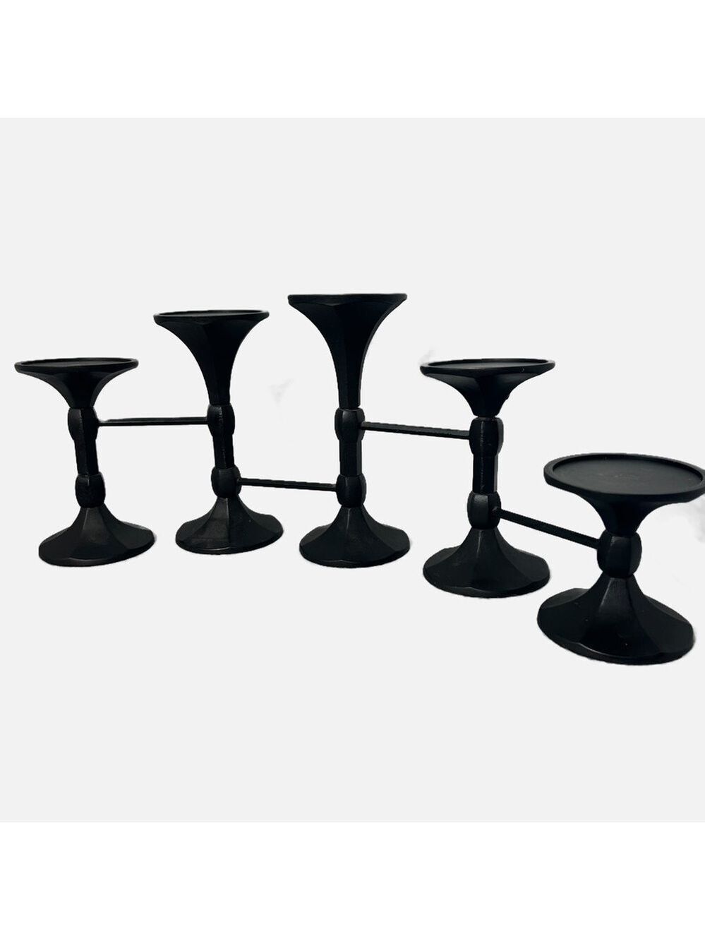 Pottery Barn Artemis Black Pillar Hinged Candle Holder Centerpiece 20x3x6